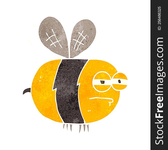 Retro Cartoon Unhappy Bee