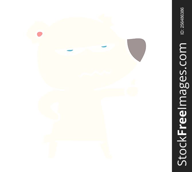 Angry Bear Polar Flat Color Style Cartoon Giving Thumbs Up
