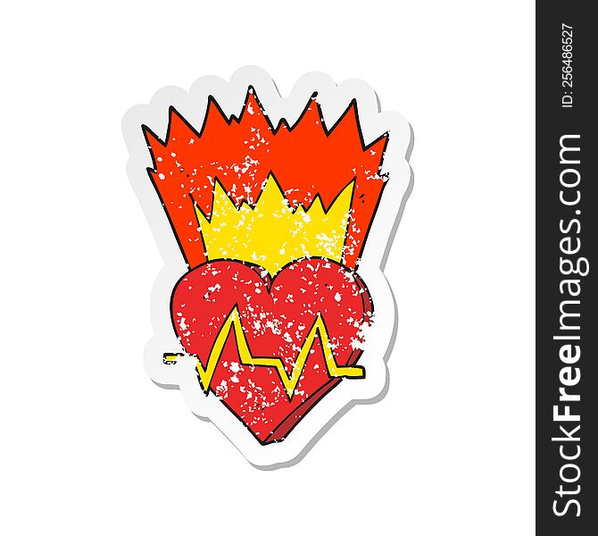 retro distressed sticker of a cartoon heart rate