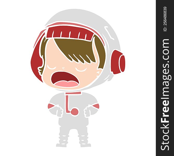 Flat Color Style Cartoon Talking Astronaut
