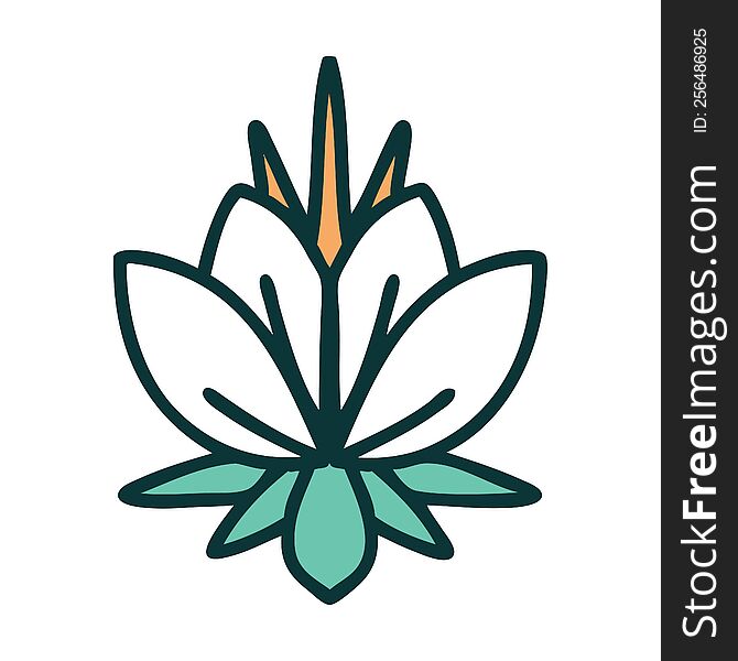 tattoo style icon of a water lily