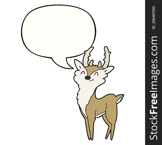 Cartoon Happy Stag And Speech Bubble