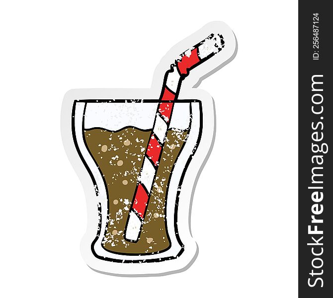 Distressed Sticker Of A Cartoon Glass Of Cola