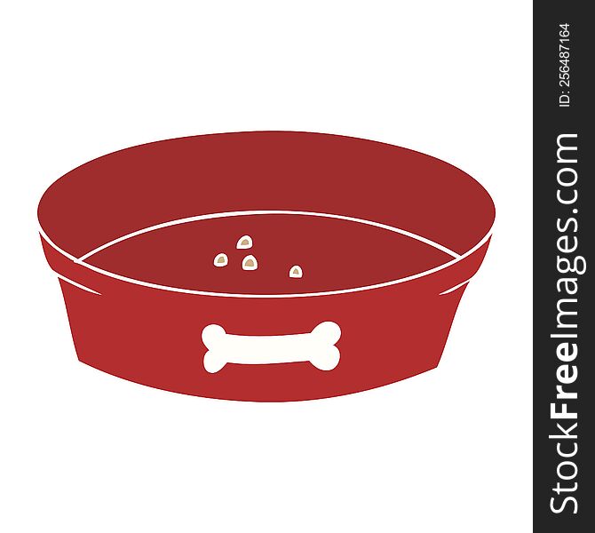 flat color style cartoon empty dog food bowl