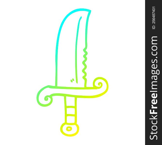 cold gradient line drawing of a cartoon jeweled sword