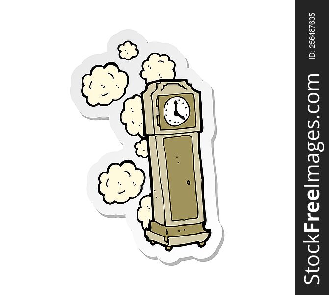 sticker of a cartoon old grandfather clock