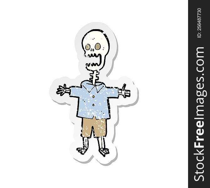 Retro Distressed Sticker Of A Cartoon Skeleton