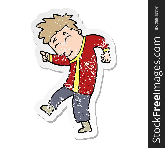 Distressed Sticker Of A Cartoon Dancing Man