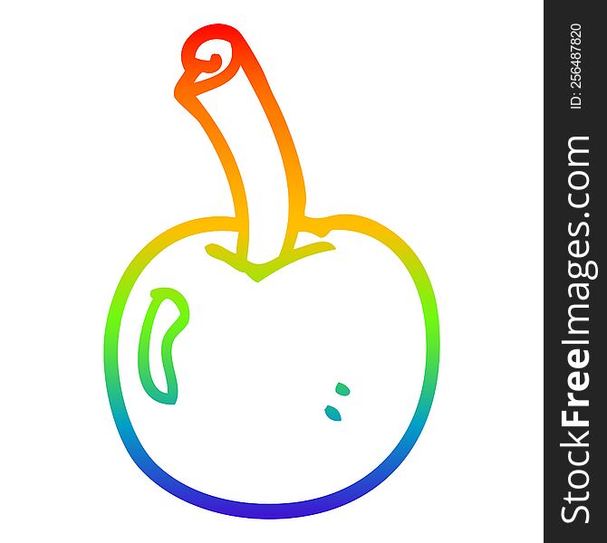 rainbow gradient line drawing of a cartoon cherry