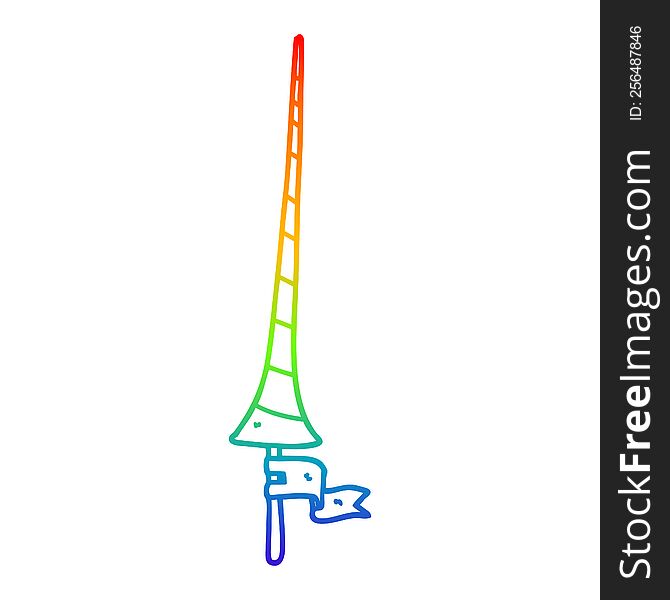 rainbow gradient line drawing of a cartoon medieval lance