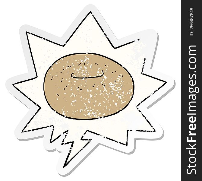Cartoon Donut And Speech Bubble Distressed Sticker