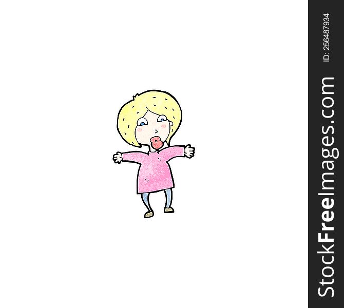 Cartoon Surprised Blond Woman