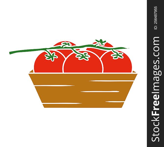 hand drawn cartoon doodle of a box of tomatoes