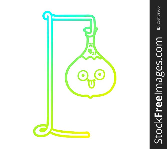 cold gradient line drawing of a cartoon science experiment