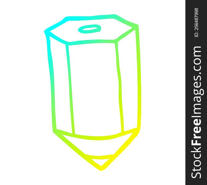 cold gradient line drawing of a cartoon colored pencil