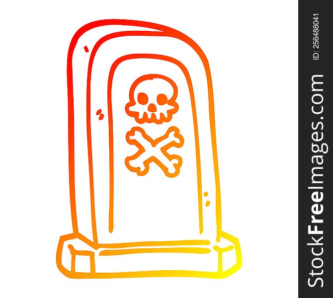 warm gradient line drawing of a cartoon grave stone