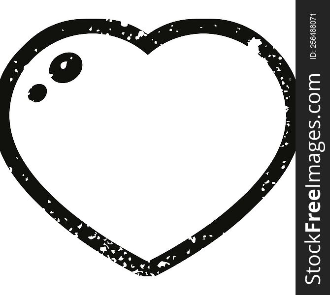 Distressed effect heart symbol graphic vector illustration icon. Distressed effect heart symbol graphic vector illustration icon