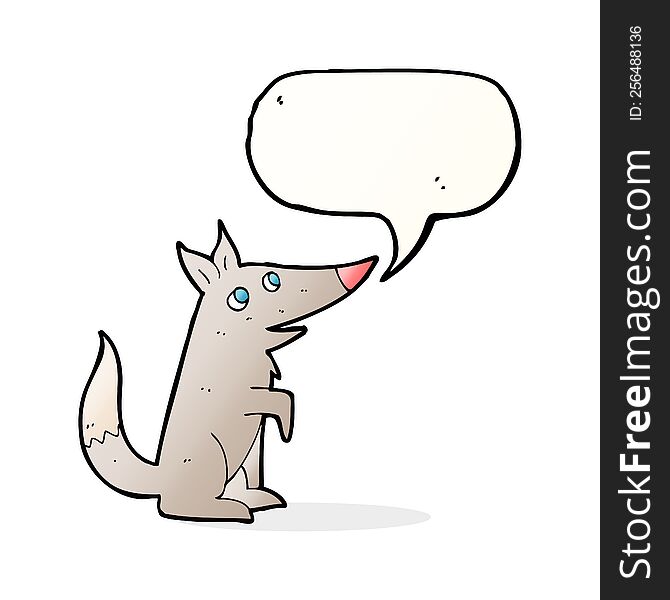 Cartoon Wolf Cub With Speech Bubble