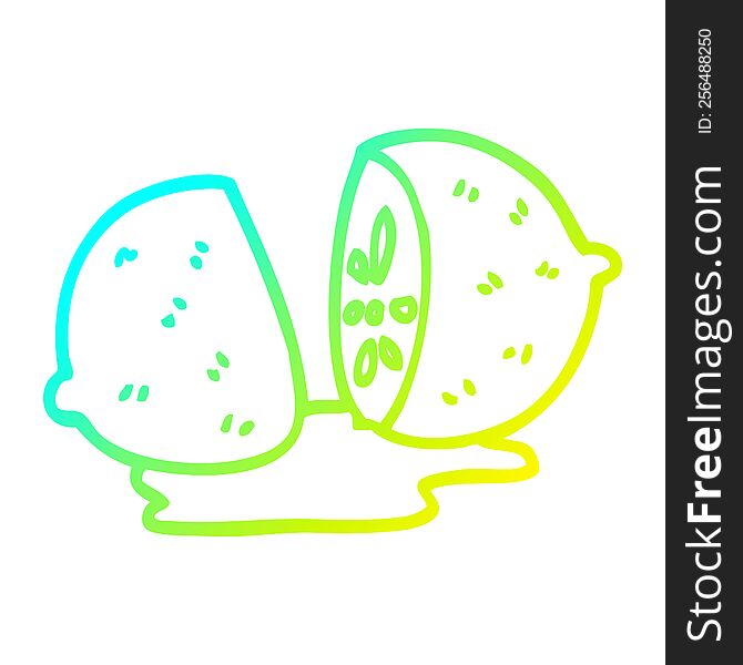 cold gradient line drawing of a cartoon citrus fruit