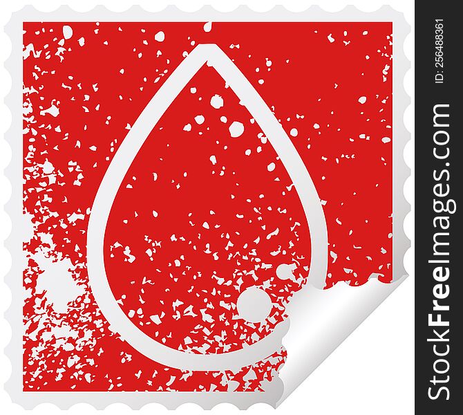 Blood Drop Graphic Distressed Sticker