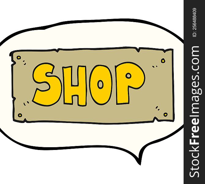 Speech Bubble Cartoon Shop Sign