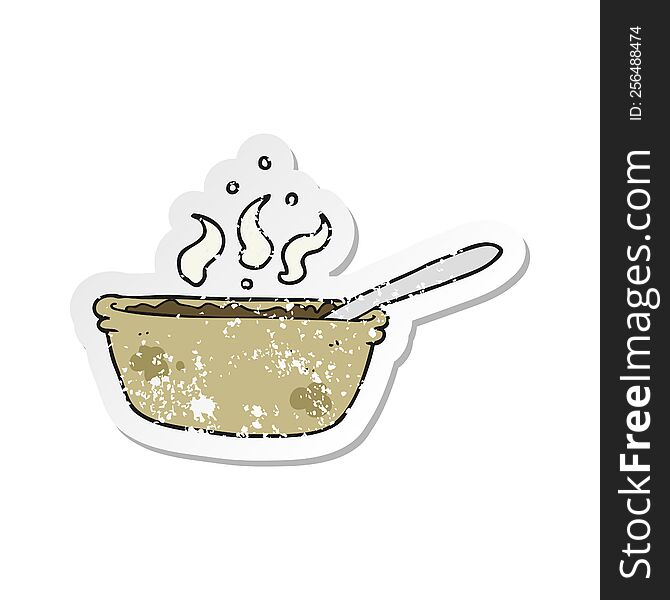 Retro Distressed Sticker Of A Cartoon Bowl Of Stew
