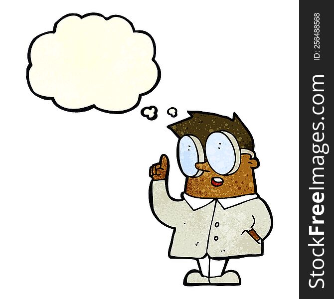 cartoon scientist with thought bubble