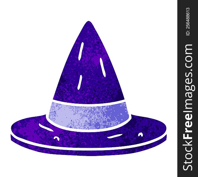 hand drawn retro cartoon doodle of a witches hat
