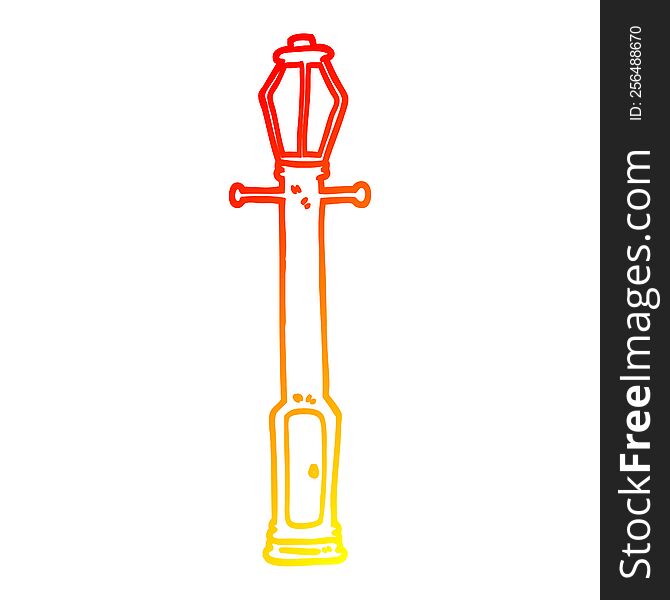 warm gradient line drawing of a cartoon lamp post