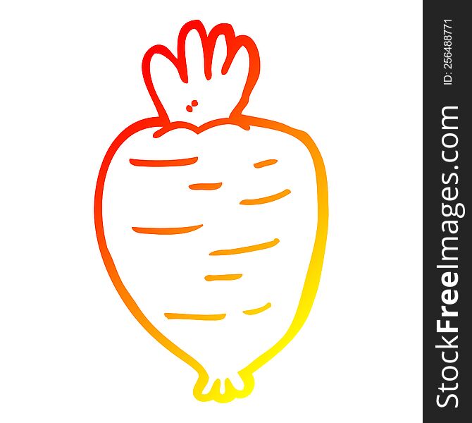 warm gradient line drawing of a cartoon root vegetable
