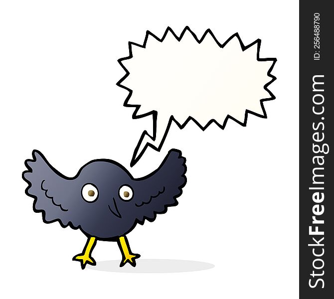 Cartoon Crow With Speech Bubble