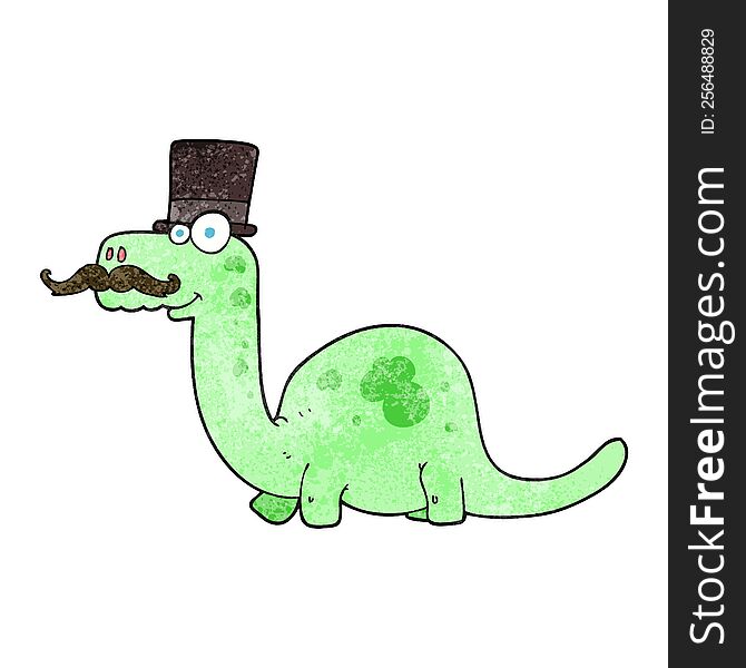 freehand textured cartoon posh dinosaur