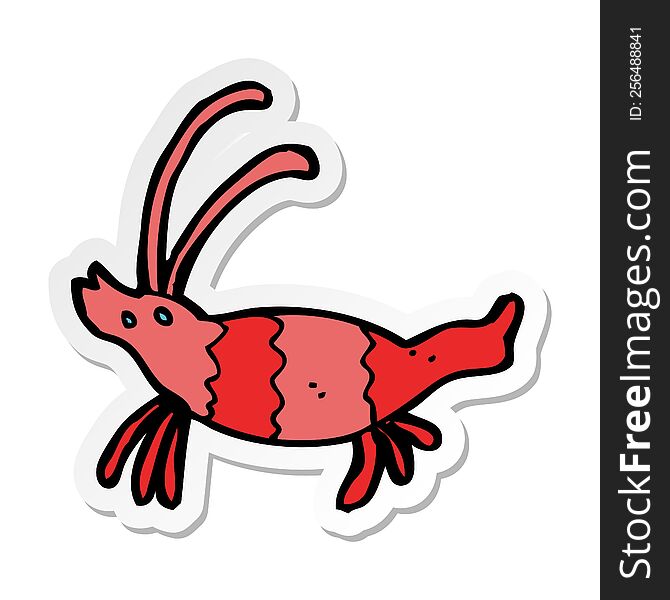 sticker of a cartoon shrimp