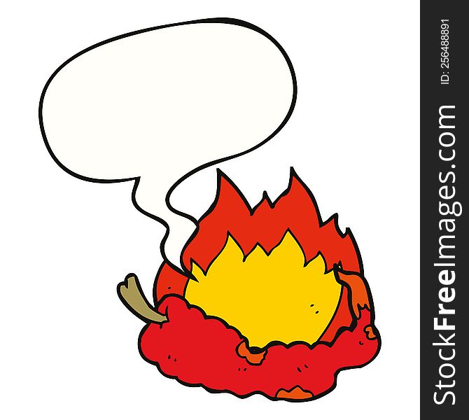 cartoon hot chili pepper with speech bubble. cartoon hot chili pepper with speech bubble