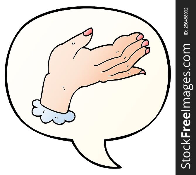 Cartoon Hand And Speech Bubble In Smooth Gradient Style