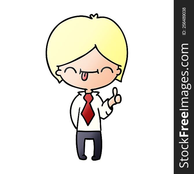 Gradient Cartoon Of Boy With Thumb Up