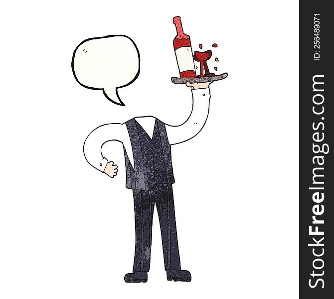 Speech Bubble Textured Cartoon Headless Waiter (add Own Photos