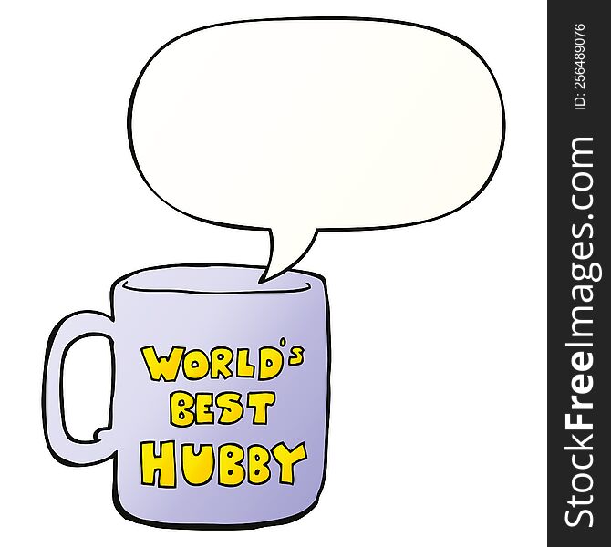 Worlds Best Hubby Mug And Speech Bubble In Smooth Gradient Style