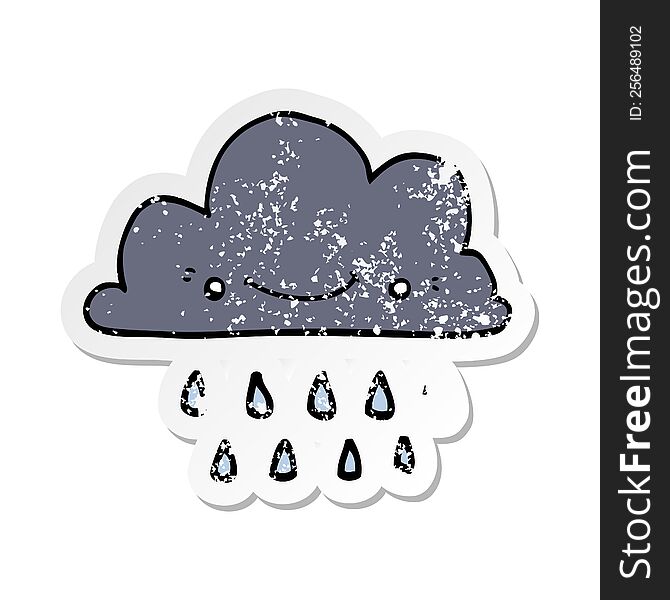 distressed sticker of a cartoon storm cloud