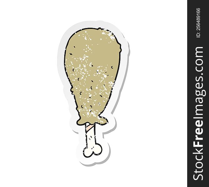retro distressed sticker of a cartoon chicken leg