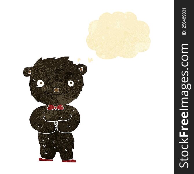 Cartoon Little Black Bear With Thought Bubble