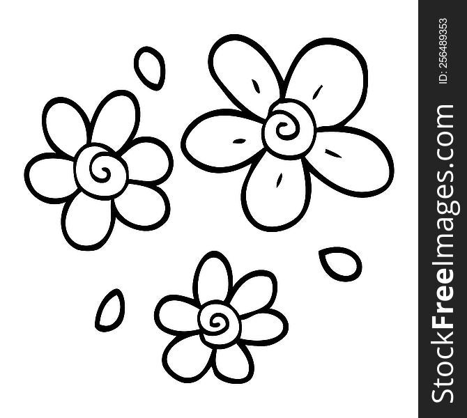 Line Drawing Cartoon Flowers