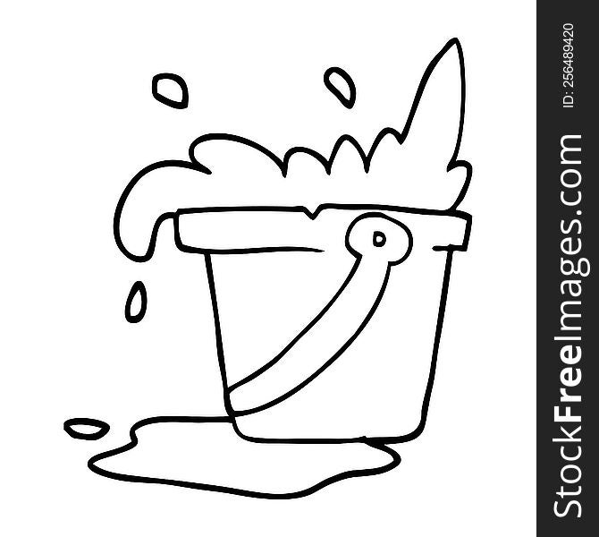 line drawing cartoon bucket of water