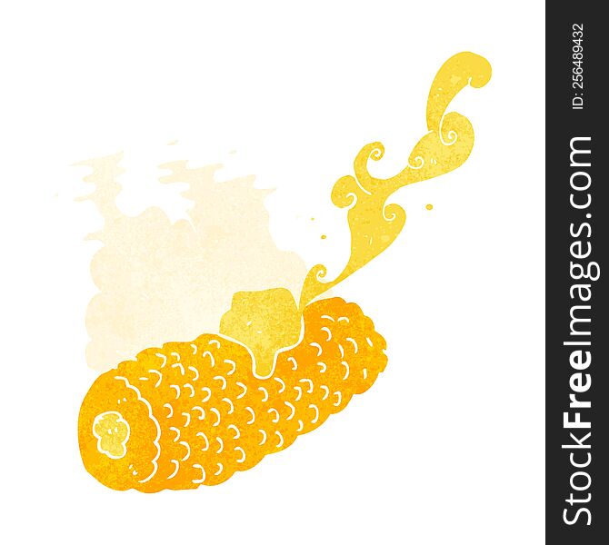 Retro Cartoon Corn On Cob With Butter