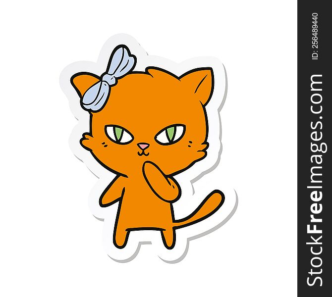 sticker of a cute cartoon cat
