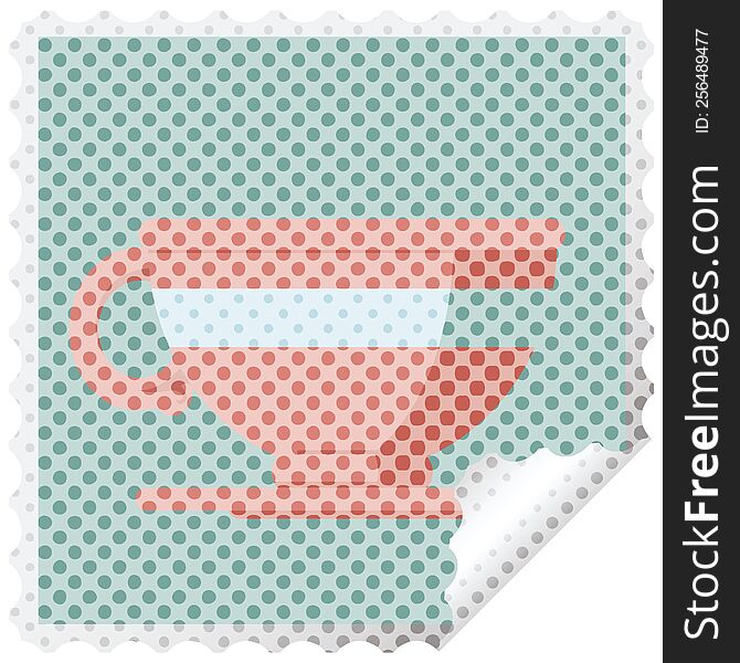 Coffee Cup Graphic Vector Illustration Square Sticker Stamp
