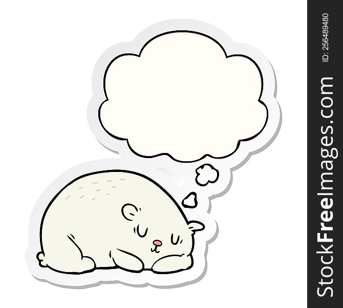 cartoon polar bear with thought bubble as a printed sticker