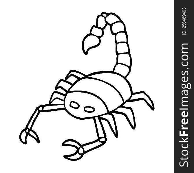 line drawing cartoon of a scorpion