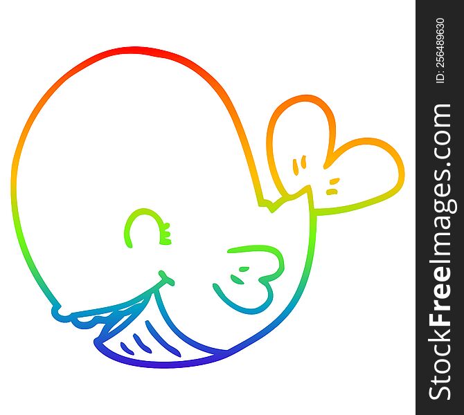 Rainbow Gradient Line Drawing Cartoon Whale