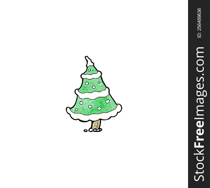 cartoon snowy christmas tree